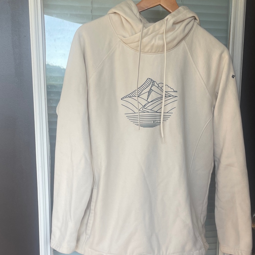 Columbia Cream Hoodie with Mountain Design